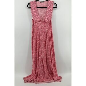 ZARA Red Floral Ruffle HiLow Maxi Dress Medium Feminine Boho Slinky Tiered